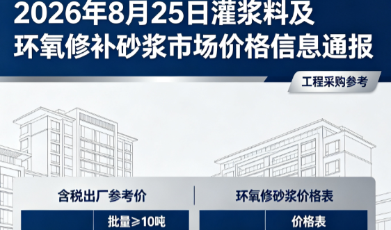 板芙镇2026年8月25日灌浆料及环氧修补砂浆市场价格信息通报